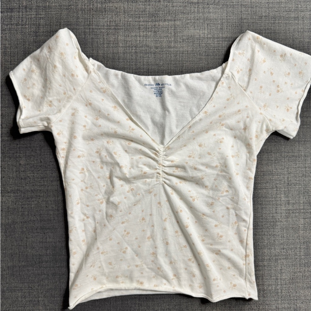 Brandy Melville Cream Floral Blouse